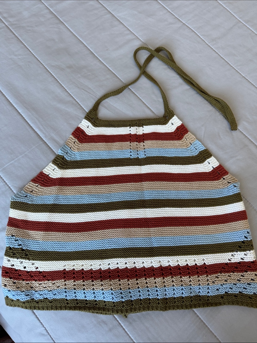 Garage Striped Crochet Halter Top